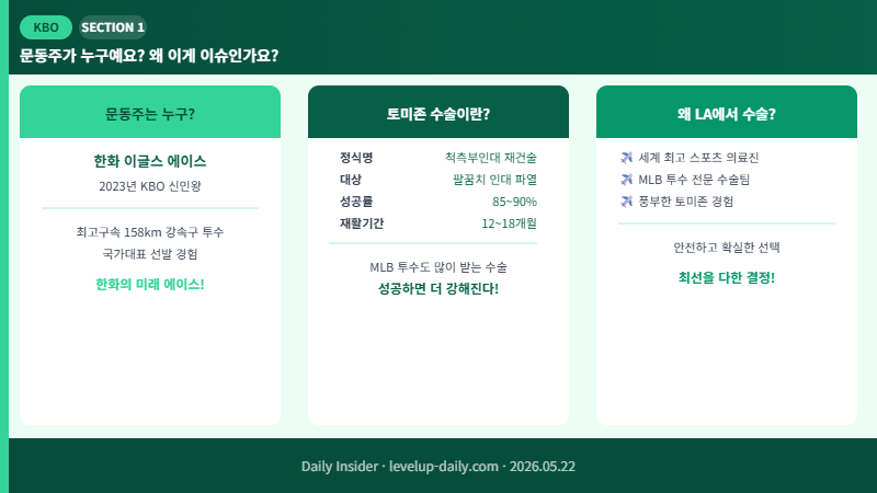 문동주 소개 및 토미존 수술 설명