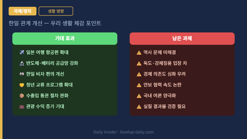 한일정상회담 2026 관계 개선 기대효과 생활 영향