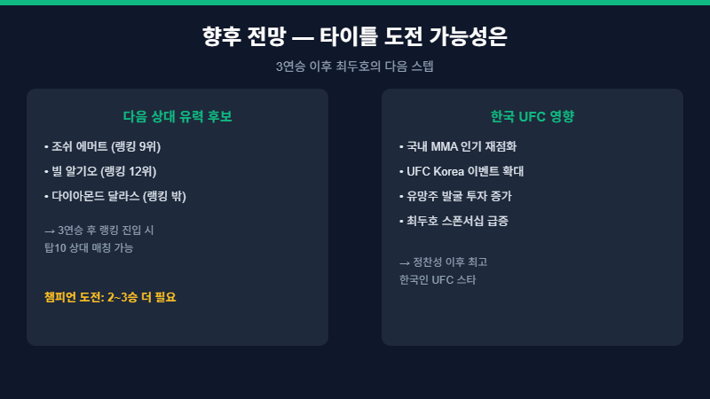 최두호 UFC 향후 전망 타이틀 도전