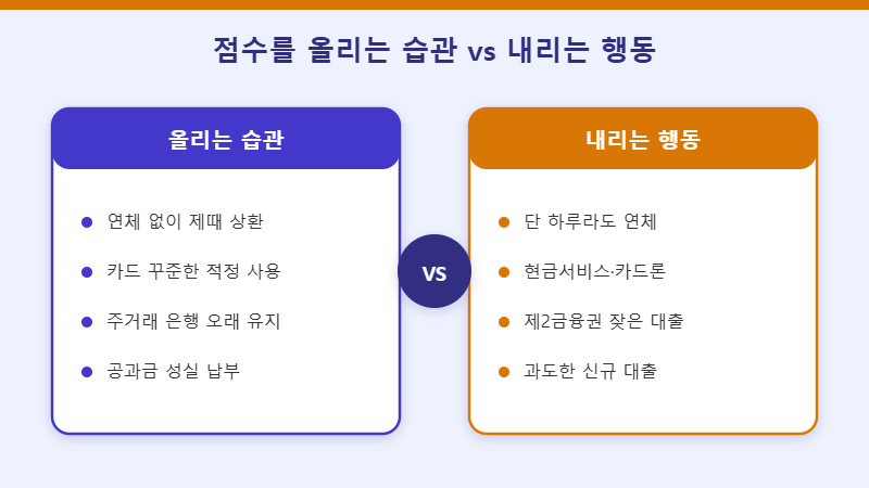 신용점수 올리는 습관 비교