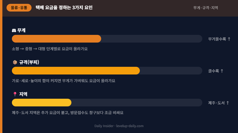 우체국 택배 요금 결정 요인