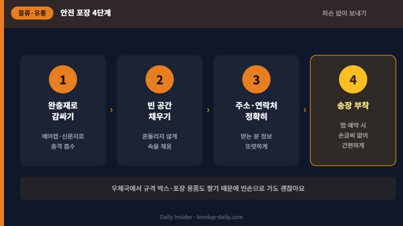 우체국 택배 안전 포장 4단계