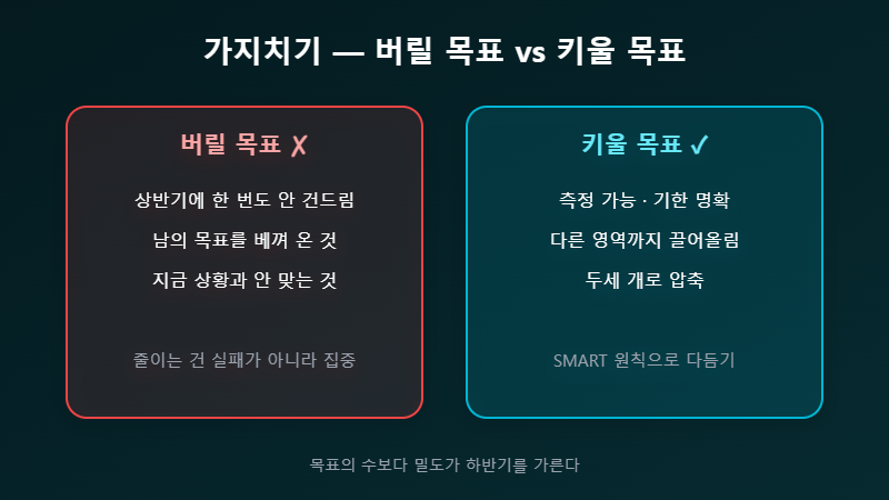 버릴 목표 키울 목표 비교