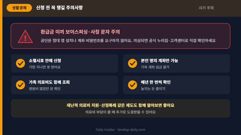 건강보험 환급금 신청 주의사항