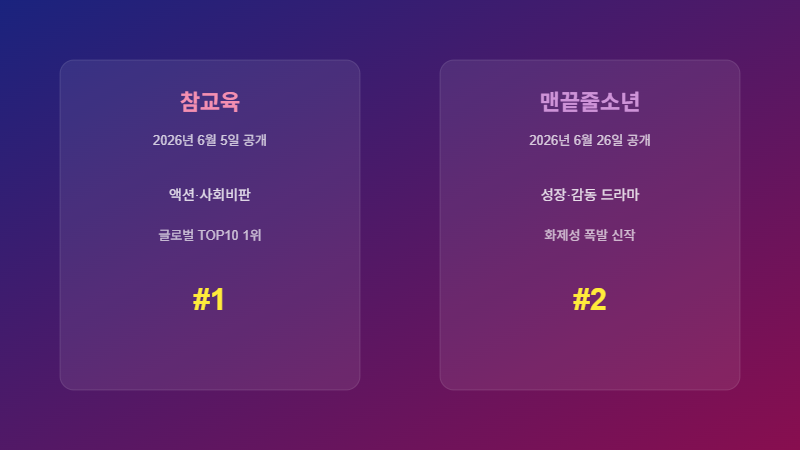 참교육 맨끝줄소년 2026 비교