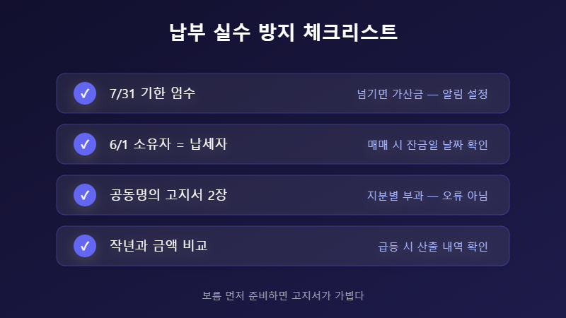재산세 납부 실수 방지 체크리스트