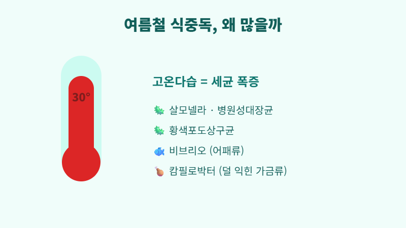 여름철 식중독 원인 고온다습 세균 폭증