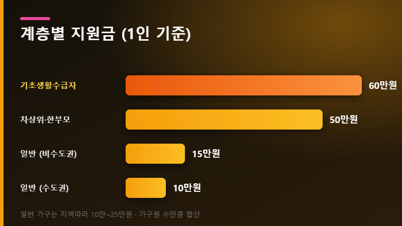 민생회복 소비쿠폰 계층별 금액