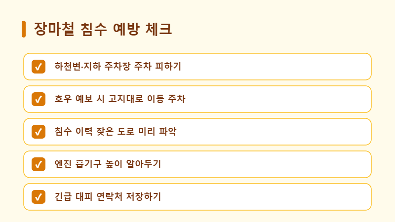 장마철 차량 침수 예방 체크리스트