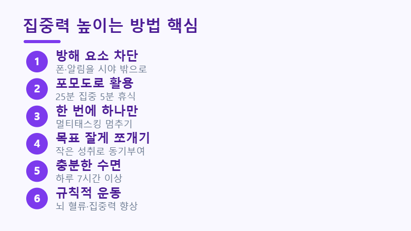 집중력 높이는 방법 핵심 6가지