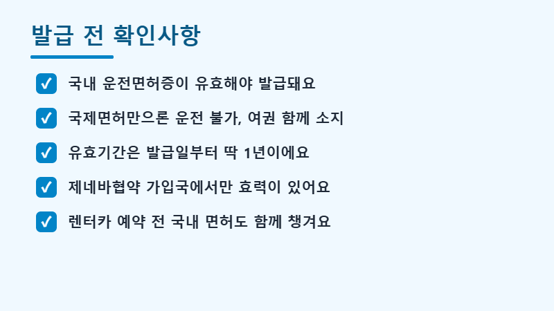 국제운전면허증 발급 전 확인사항 체크리스트 이미지