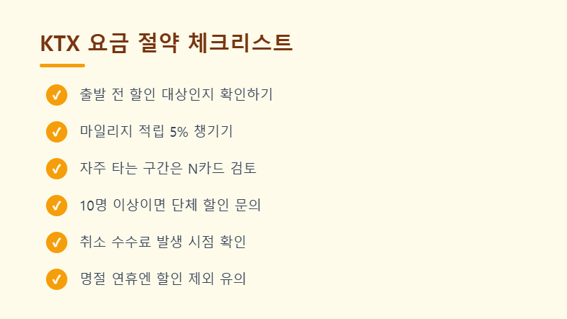 KTX 요금 절약 체크리스트