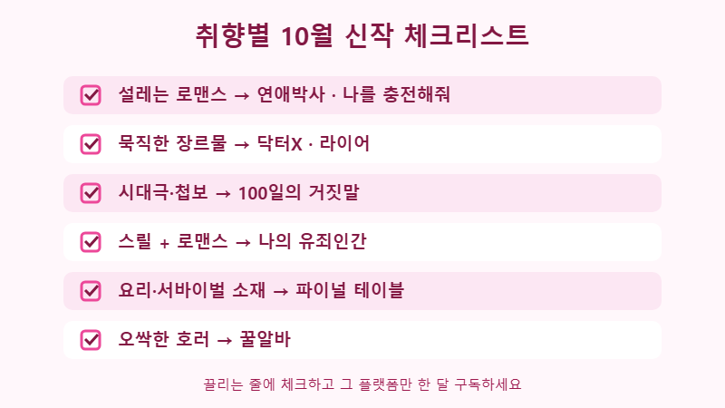취향별 10월 신작 드라마 체크리스트
