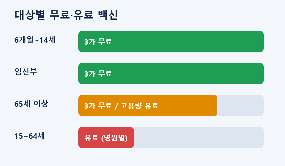 독감백신 종류 대상별 무료 유료 비교